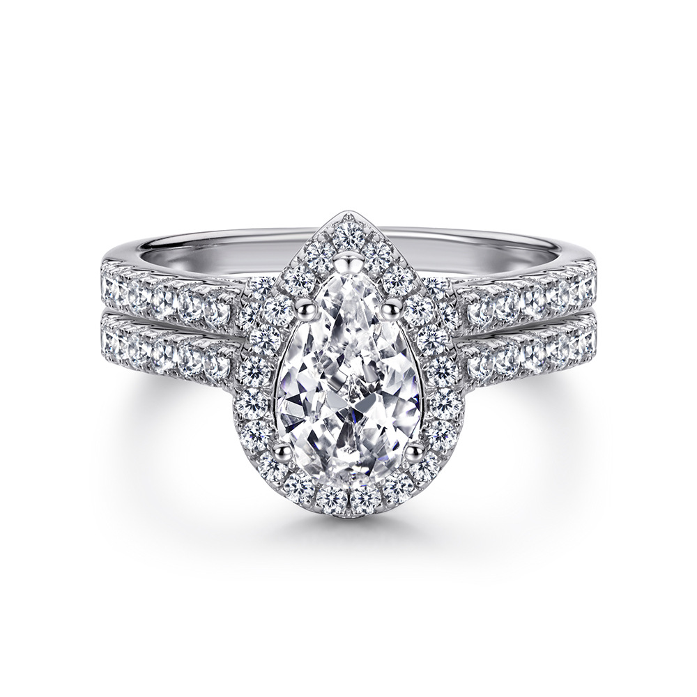 Women's S925 Moissanite Beaded Trim Eternity Ring, Trendy Accessory